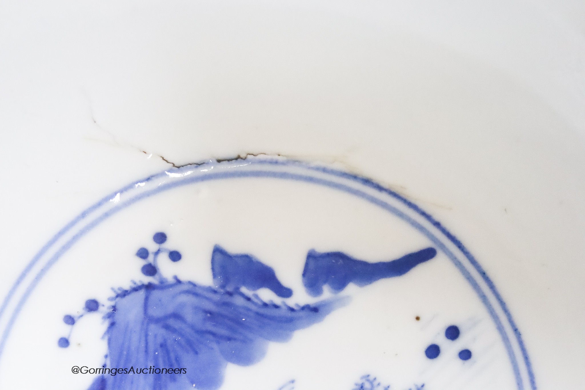 A Chinese blue and white porcelain dish circa 1900, 19 cm 18.5cm